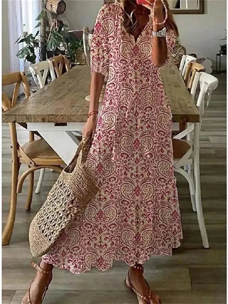 Women'S Floral Woven Maxi Dress | Relaxed Summer Dress