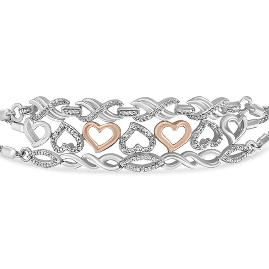 Sterling Silver Diamond Accent 3 Piece Adjustable Bolo Bracelet Set