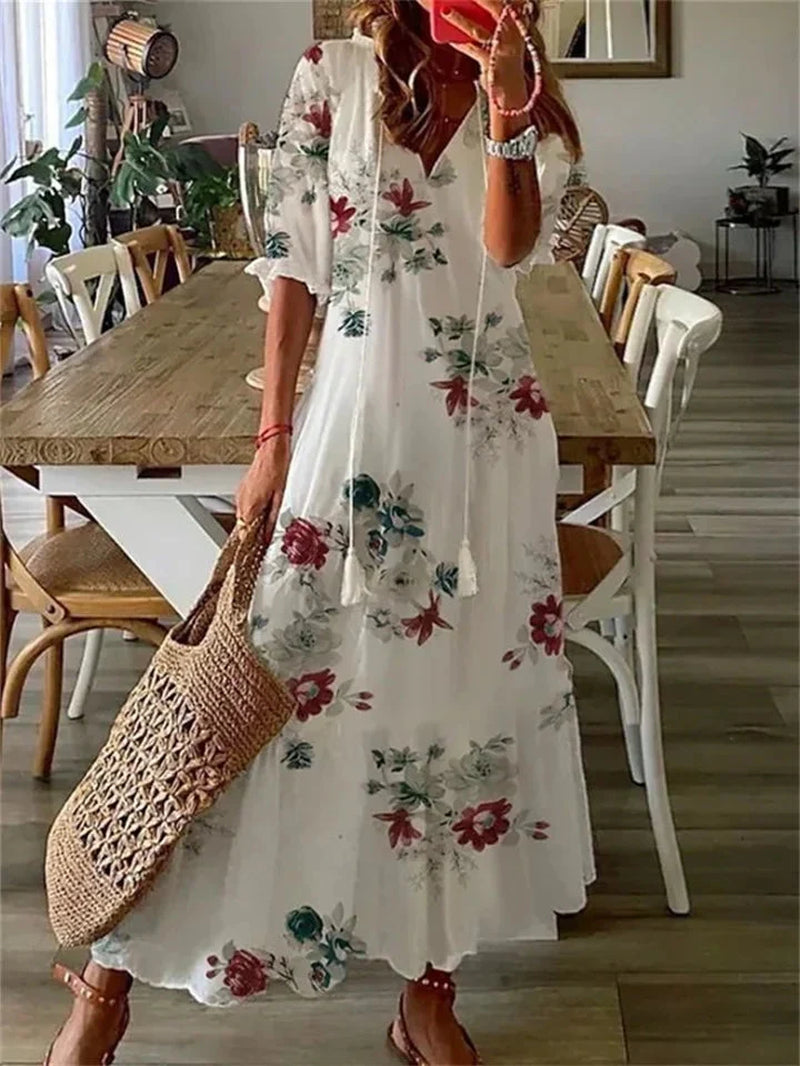 Women'S Floral Woven Maxi Dress | Relaxed Summer Dress